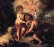 Bartolome Esteban Murillo Infant Christ Offering a Drink of Water to St.Fohn oil on canvas